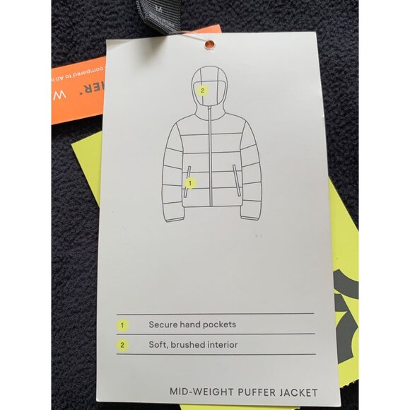 All In Motion Boys Black Mid-Weight Puffer Jacket With Pockets Size Medium - Picture 6 of 12